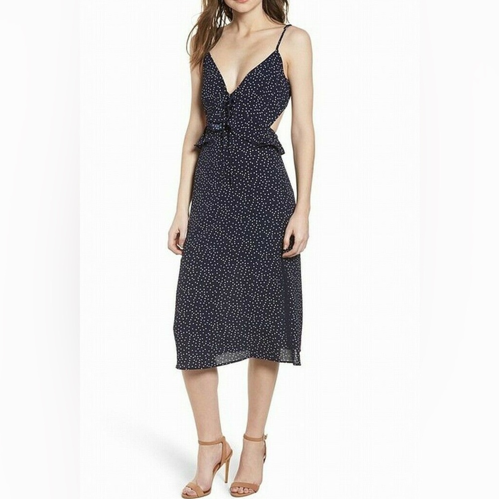 Elegant Navy Polka Dot Dress